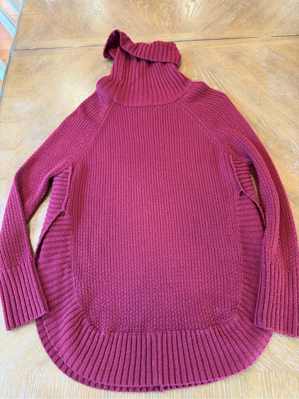 Mud Pie Wine Ribbed Cowl Neck Sweater